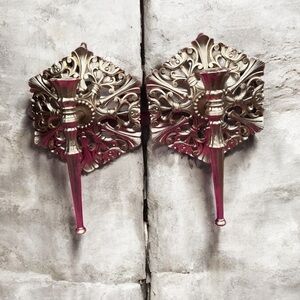 Vintage wall candle holder sconces. Set of 2. Made in USA.. Size 11x 7 in